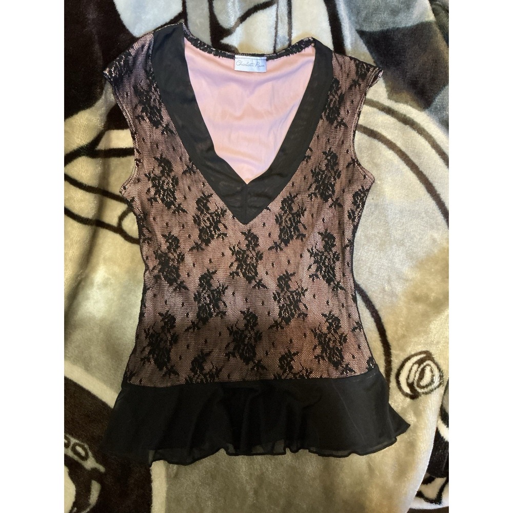 Vintage Y2K Charlotte Russe Womens Babydoll Top Size XS/S Whimsygoth Lace Fairy